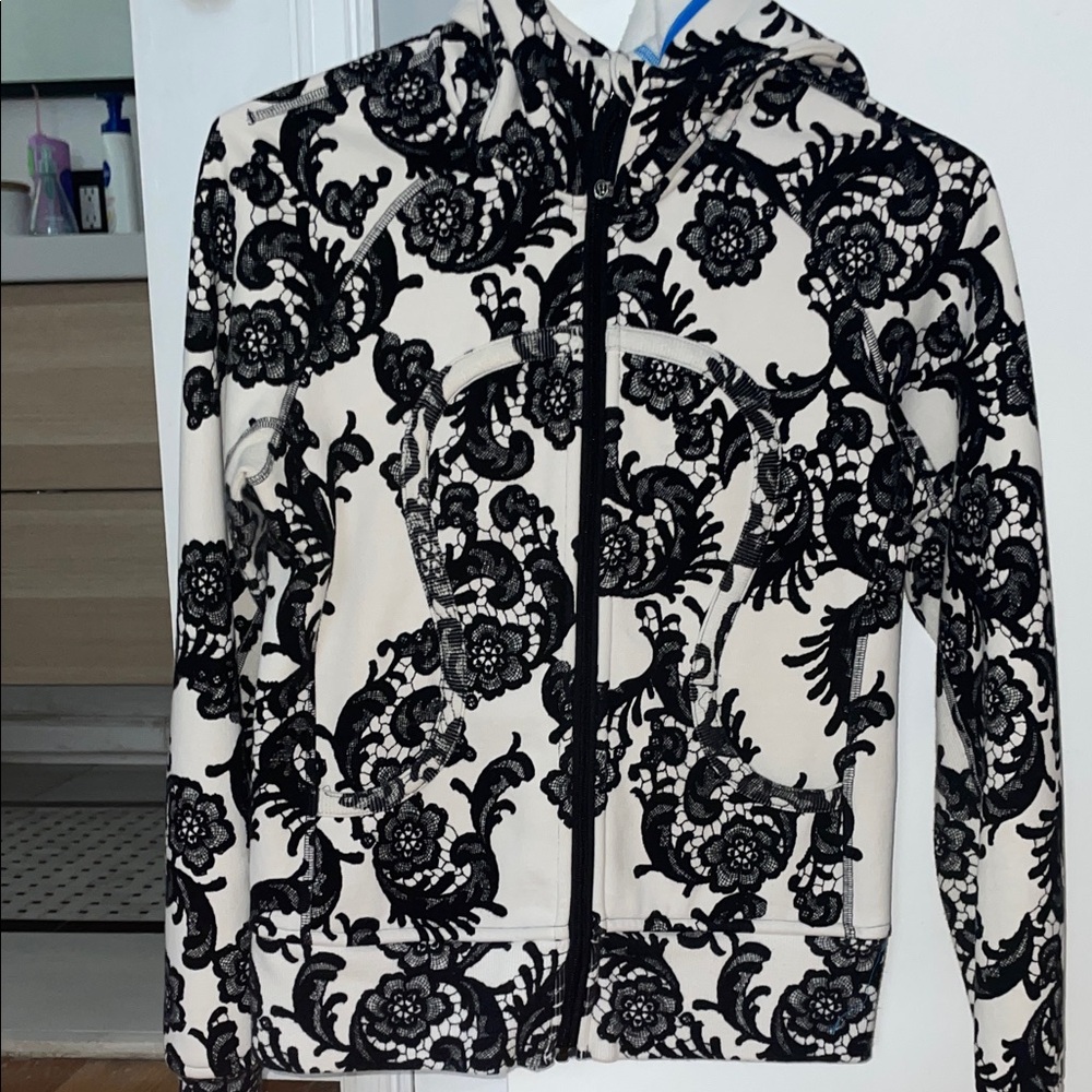 lululemon athletica Black and White Floral Hoodie